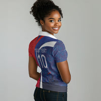Haiti Football Custom Women Polo Shirt Abstract Graphic Style Patriotic