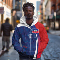 Haiti Football Custom Zip Hoodie Abstract Graphic Style Patriotic