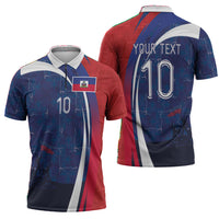 Haiti Football Custom Zipper Polo Shirt Abstract Graphic Style Patriotic