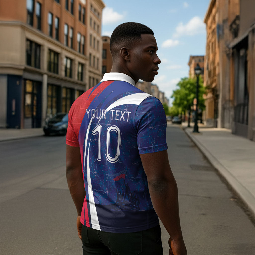Haiti Football Custom Zipper Polo Shirt Abstract Graphic Style Patriotic