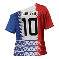Haiti Football Custom Cross Shoulder Shirt Tribal African Abstract Graphic