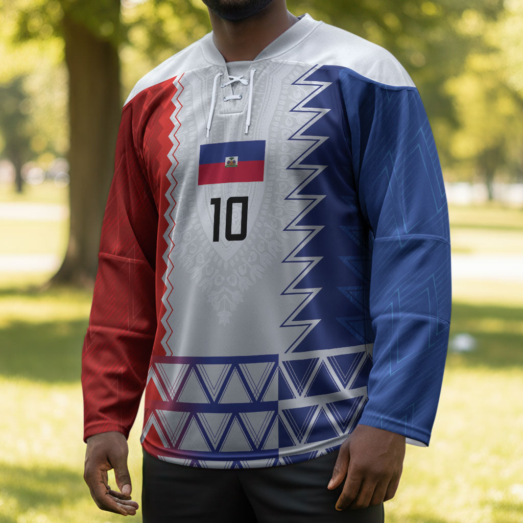 Haiti Football Custom Hockey Jersey Tribal African Abstract Graphic