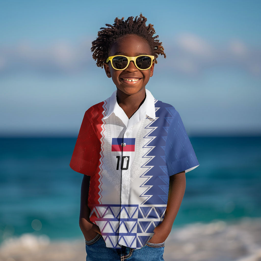Haiti Football Custom Kid Hawaiian Shirt Tribal African Abstract Graphic