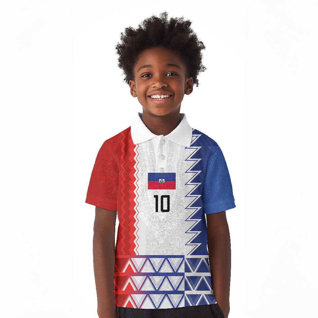 Haiti Football Custom Kid Polo Shirt Tribal African Abstract Graphic