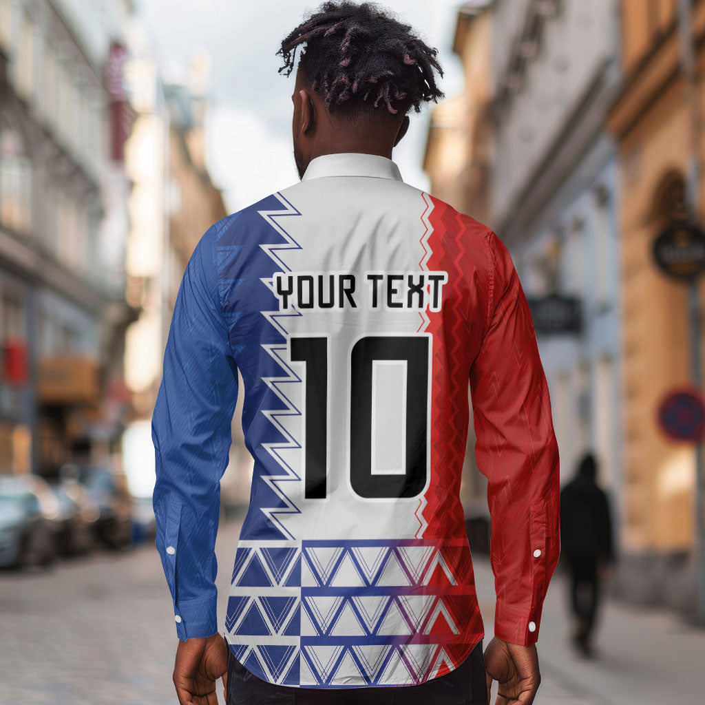 Haiti Football Custom Long Sleeve Button Shirt Tribal African Abstract Graphic