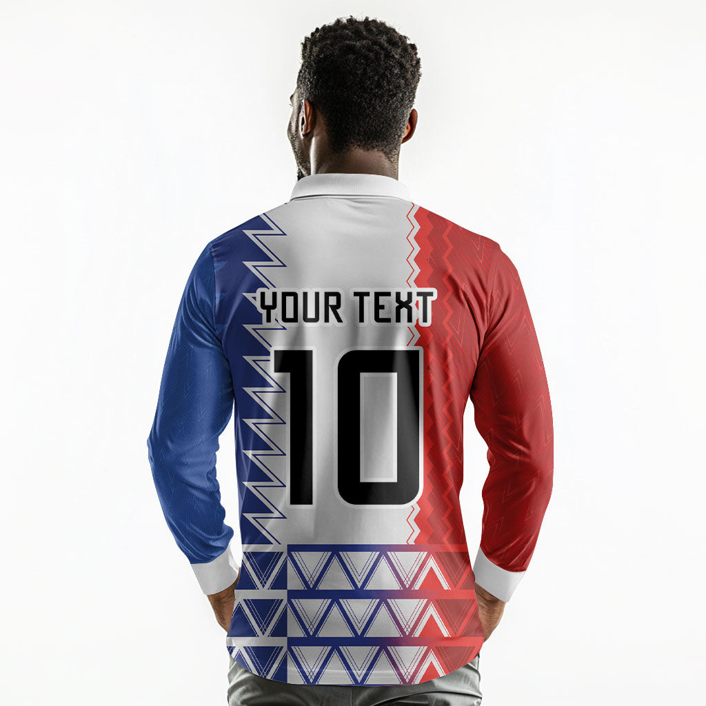 Haiti Football Custom Long Sleeve Polo Shirt Tribal African Abstract Graphic