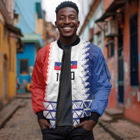 Haiti Football Custom Sleeve Zip Bomber Jacket Tribal African Abstract Graphic