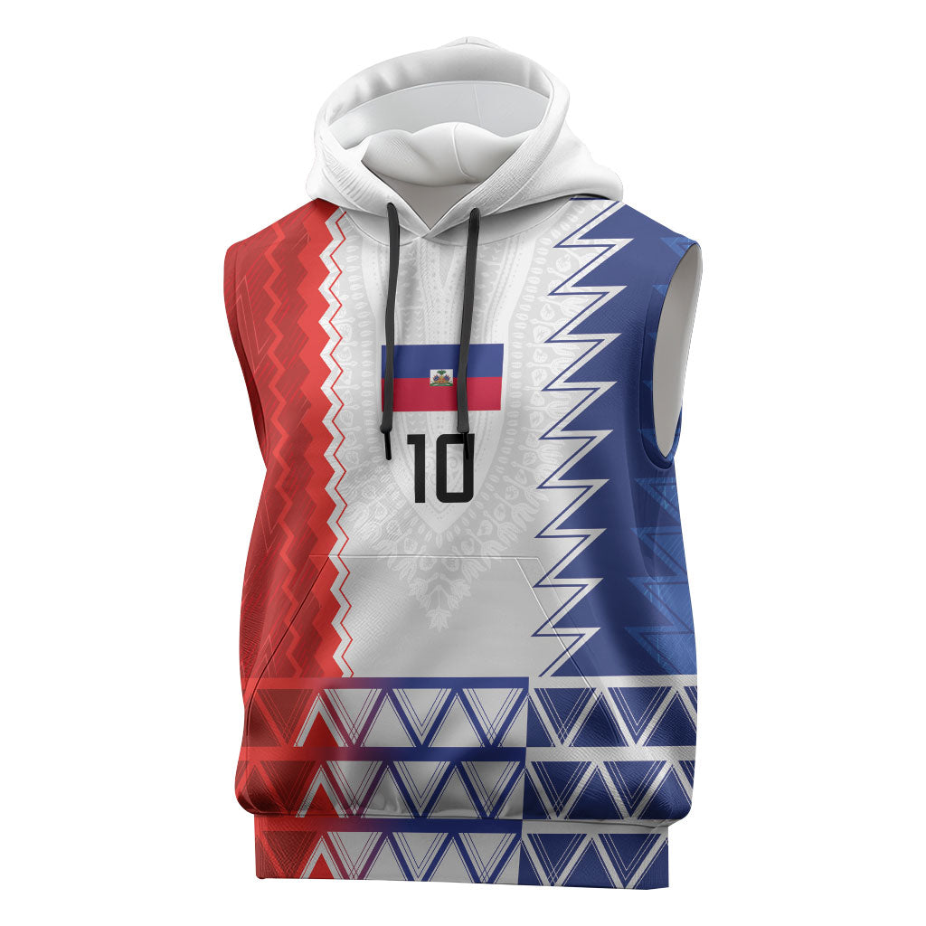 Haiti Football Custom Sleeveless Hoodie Tribal African Abstract Graphic
