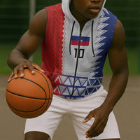 Haiti Football Custom Sleeveless Zip Hoodie Tribal African Abstract Graphic
