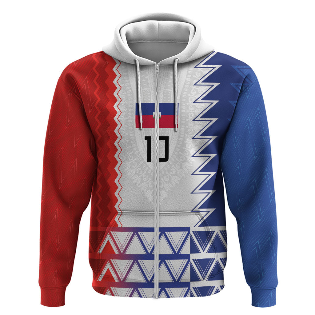 Haiti Football Custom Zip Hoodie Tribal African Abstract Graphic