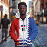 Haiti Football Custom Zip Hoodie Tribal African Abstract Graphic