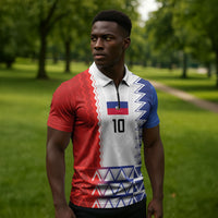 Haiti Football Custom Zipper Polo Shirt Tribal African Abstract Graphic