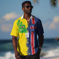 Haiti and Brazil Football Custom Hawaiian Shirt Splash Half Split