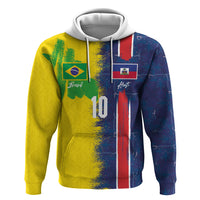 Haiti and Brazil Football Custom Hoodie Splash Half Split