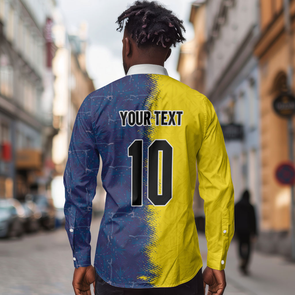 Haiti and Brazil Football Custom Long Sleeve Button Shirt Splash Half Split