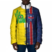 Haiti and Brazil Football Custom Padded Jacket Splash Half Split