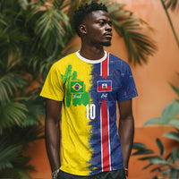 Haiti and Brazil Football Custom T shirt Splash Half Split
