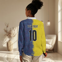 Haiti and Brazil Football Custom Women Casual Shirt Splash Half Split