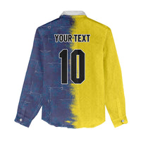 Haiti and Brazil Football Custom Women Casual Shirt Splash Half Split