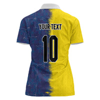 Haiti and Brazil Football Custom Women Polo Shirt Splash Half Split