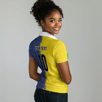 Haiti and Brazil Football Custom Women Polo Shirt Splash Half Split