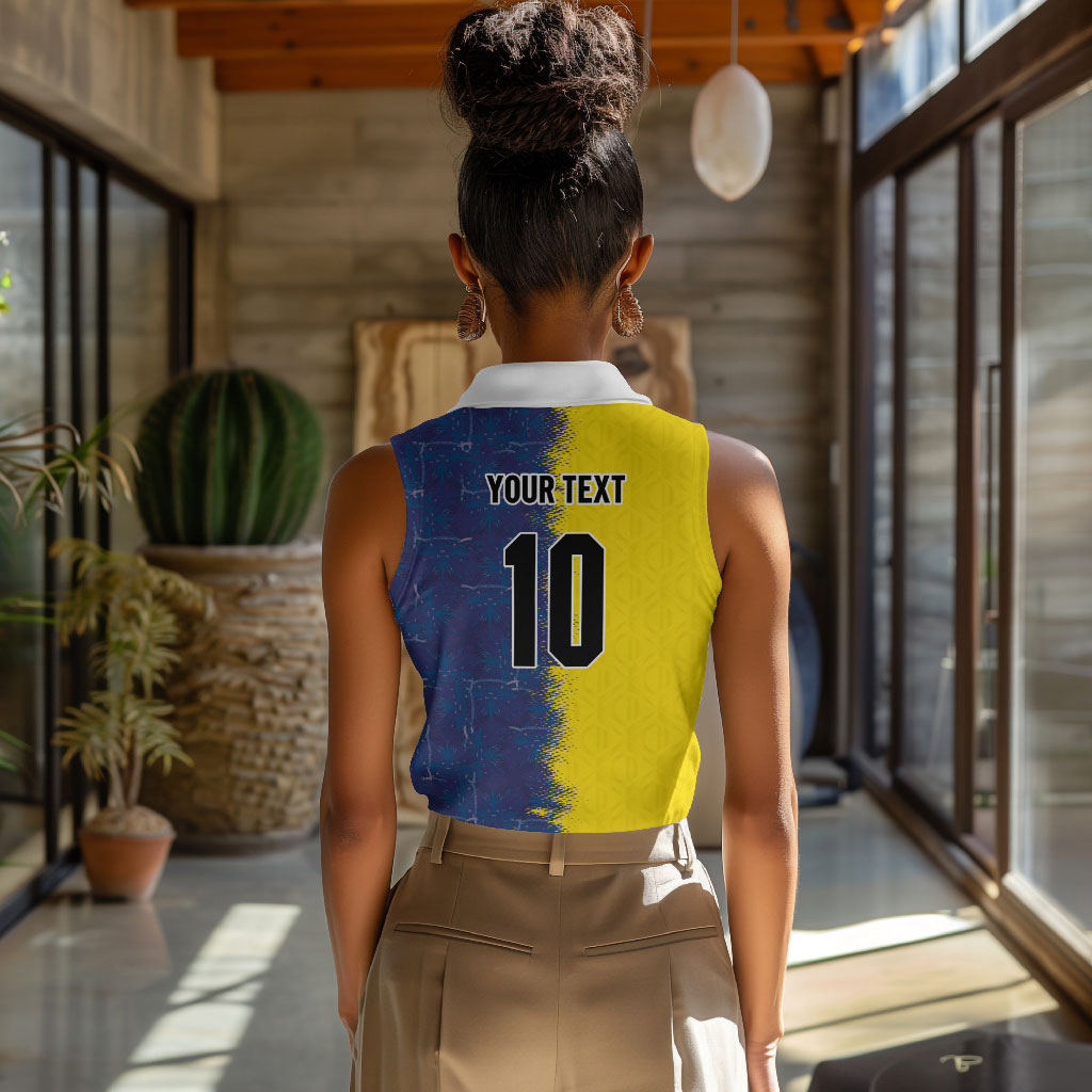 Haiti and Brazil Football Custom Women Sleeveless Polo Shirt Splash Half Split