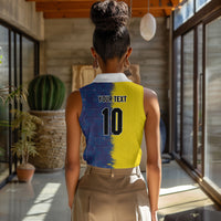 Haiti and Brazil Football Custom Women Sleeveless Polo Shirt Splash Half Split