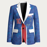 Cabo Verde Custom Blazer Paint Brush Stroke Shark Pattern Map Design