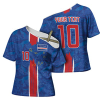 Cabo Verde Custom Cross Shoulder Shirt Paint Brush Stroke Shark Pattern Map Design