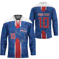 Cabo Verde Custom Hockey Jersey Paint Brush Stroke Shark Pattern Map Design