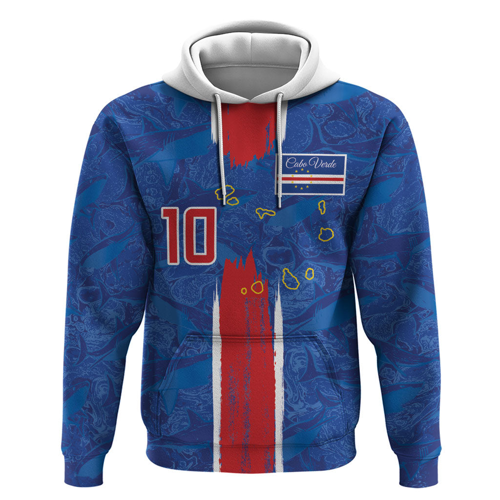 Cabo Verde Custom Hoodie Paint Brush Stroke Shark Pattern Map Design