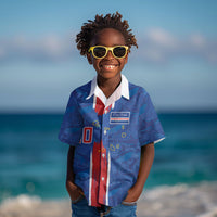 Cabo Verde Custom Kid Hawaiian Shirt Paint Brush Stroke Shark Pattern Map Design