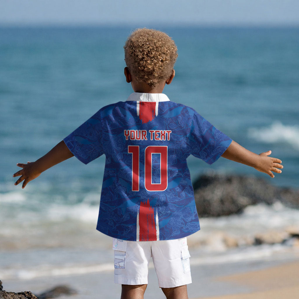 Cabo Verde Custom Kid Hawaiian Shirt Paint Brush Stroke Shark Pattern Map Design LT03
