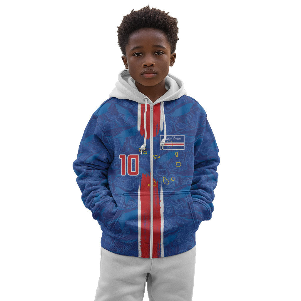 Cabo Verde Custom Kid Hoodie Paint Brush Stroke Shark Pattern Map Design