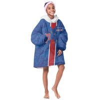 Cabo Verde Custom Kid Wearable Blanket Hoodie Paint Brush Stroke Shark Pattern Map Design