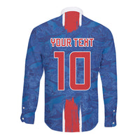 Cabo Verde Custom Long Sleeve Button Shirt Paint Brush Stroke Shark Pattern Map Design