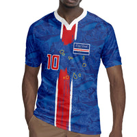 Cabo Verde Custom Rugby Jersey Paint Brush Stroke Shark Pattern Map Design