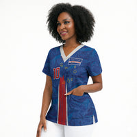 Cabo Verde Custom Scrub Top Paint Brush Stroke Shark Pattern Map Design