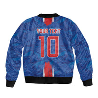 Cabo Verde Custom Sleeve Zip Bomber Jacket Paint Brush Stroke Shark Pattern Map Design
