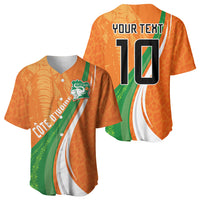 Cote D'Ivoire Football Custom Baseball Jersey Abstract Wave Pattern Tribal Sporty Style