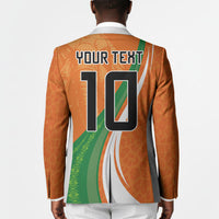 Cote D'Ivoire Football Custom Blazer Abstract Wave Pattern Tribal Sporty Style