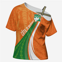 Cote D'Ivoire Football Custom Cross Shoulder Shirt Abstract Wave Pattern Tribal Sporty Style