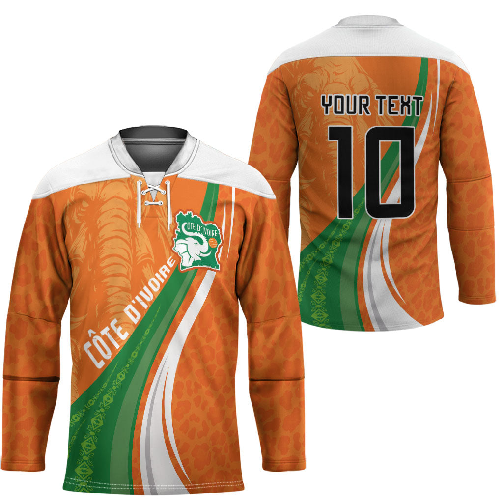 Cote D'Ivoire Football Custom Hockey Jersey Abstract Wave Pattern Tribal Sporty Style