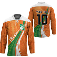 Cote D'Ivoire Football Custom Hockey Jersey Abstract Wave Pattern Tribal Sporty Style