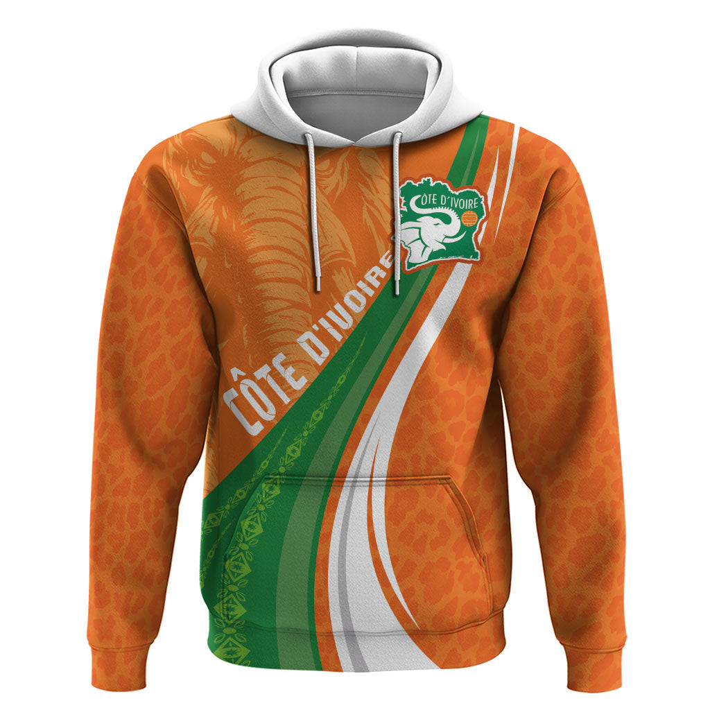 Cote D'Ivoire Football Custom Hoodie Abstract Wave Pattern Tribal Sporty Style