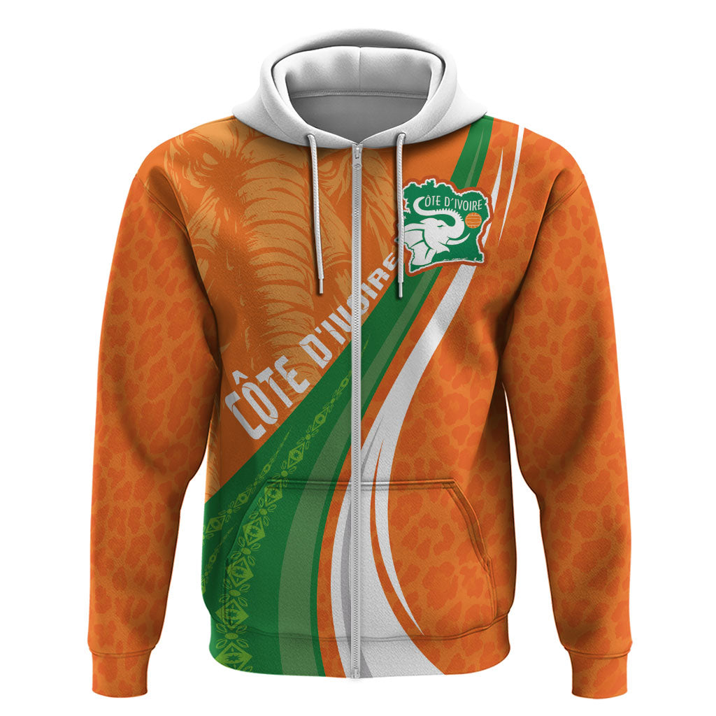 Cote D'Ivoire Football Custom Hoodie Abstract Wave Pattern Tribal Sporty Style