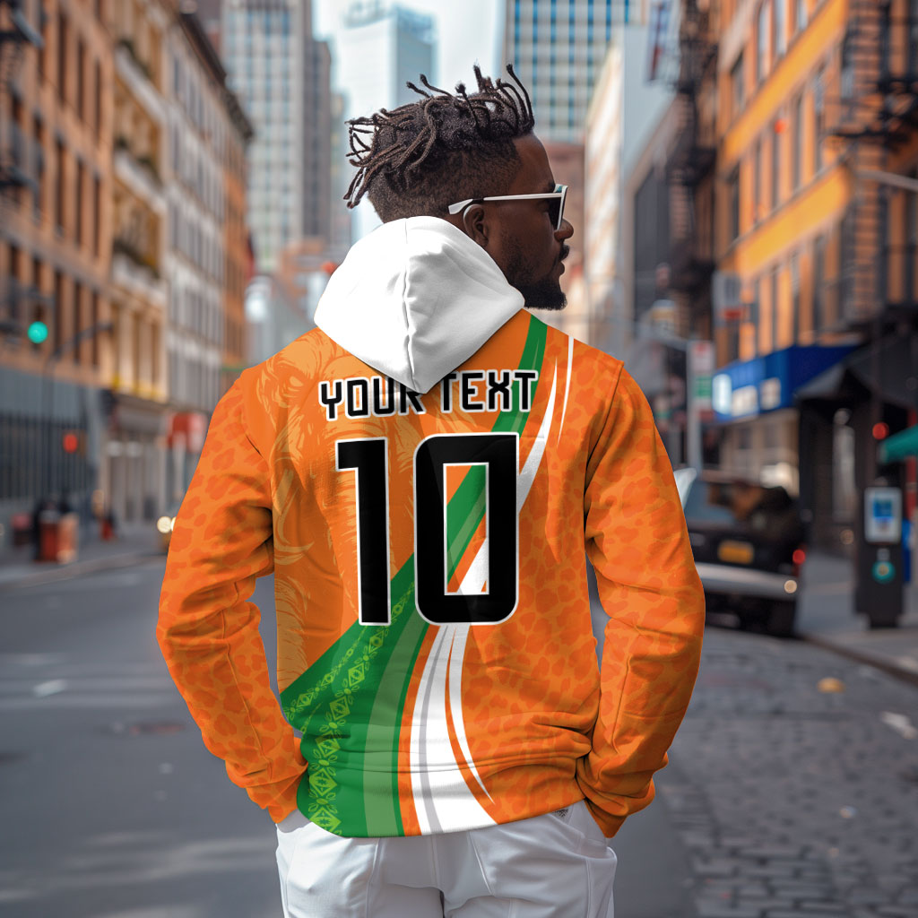 Cote D'Ivoire Football Custom Hoodie Abstract Wave Pattern Tribal Sporty Style