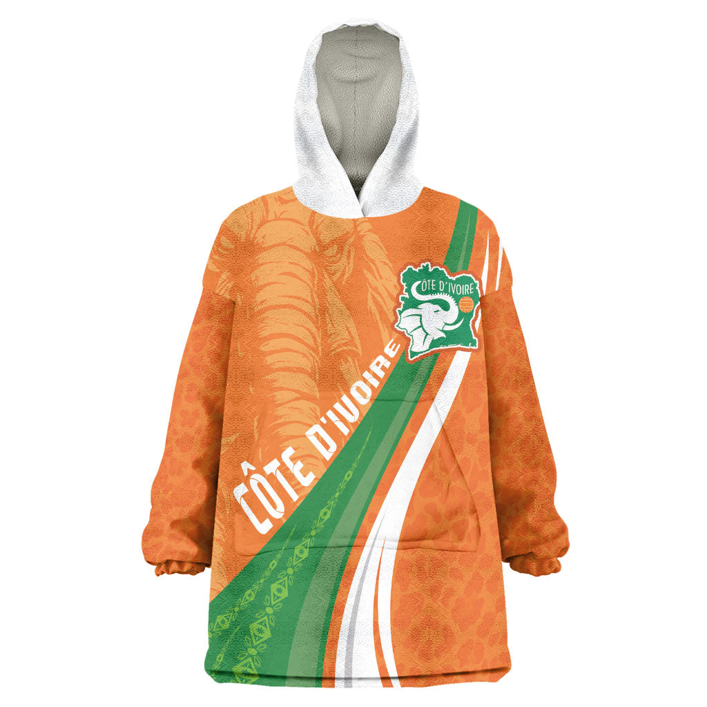 Cote D'Ivoire Football Custom Kid Wearable Blanket Hoodie Abstract Wave Pattern Tribal Sporty Style