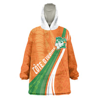 Cote D'Ivoire Football Custom Kid Wearable Blanket Hoodie Abstract Wave Pattern Tribal Sporty Style