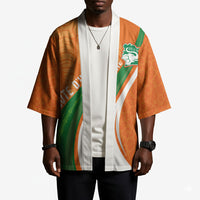 Cote D'Ivoire Football Custom Kimono Abstract Wave Pattern Tribal Sporty Style